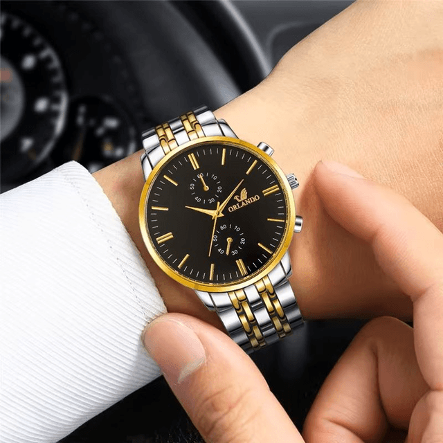  nouvelle montre à Quartz hommes argent doré en acier inoxydable