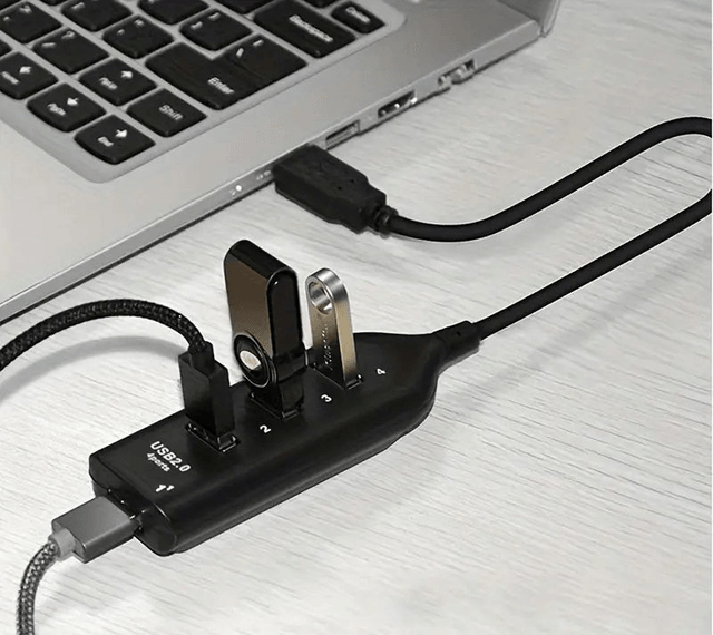Adaptateur USB 4 Ports pour Ordinateur Portable Récepteur Accessoires Ordinateur,  Noir