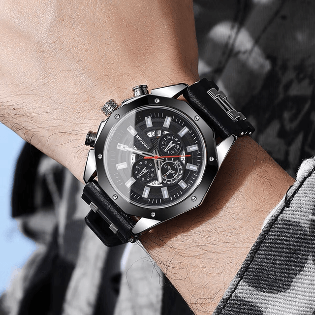 Montre de sport à quartz avec bracelet en silicone pour homme, date