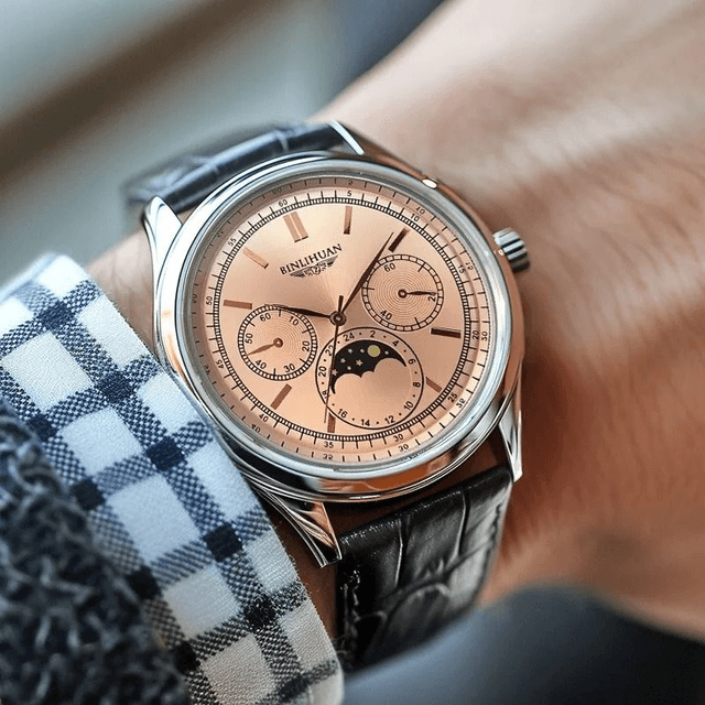 Montre analogique à Quartz pour hommes, haute qualité, ceinture de luxe noir