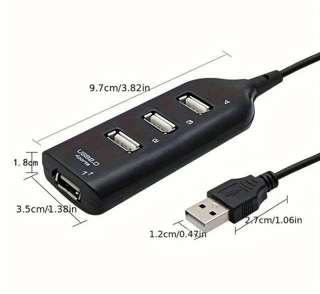 Adaptateur USB 4 Ports pour Ordinateur Portable Récepteur Accessoires Ordinateur,  Noir