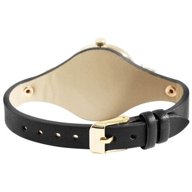 montre vintage femme bracelet cuir noir