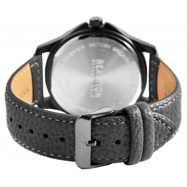 montre homme marque Kenneth Cole réaction bracelet cuir gris, aiguilles lumineuse, étanche, + boite