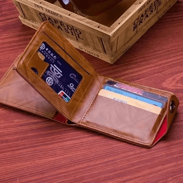 Portefeuille en cuir à motif dollar américain pour hommes noir