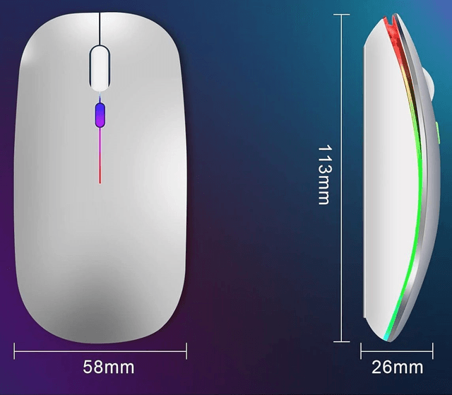 Souris Bluetooth sans fil aste RVB, souris d'ordinateur rétroéclairée par LED,