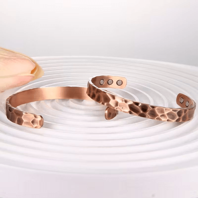 Bracelet en Cuivre pour Hommes, Design de Marteaux, avec 6 Aimants de 3500 Gauss,