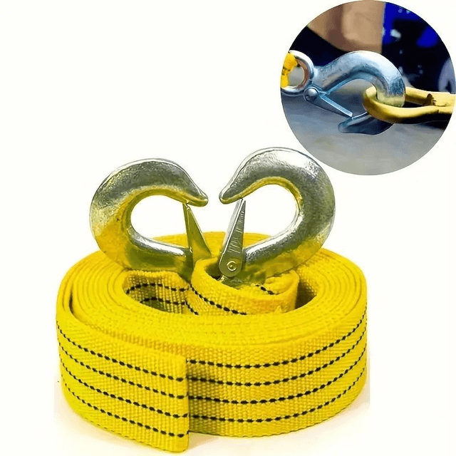Sangle de remorquage d'urgence avec crochets de verrouillage pivotants 4 m