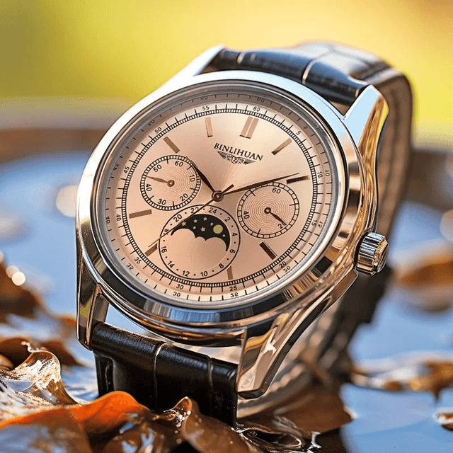 Montre analogique à Quartz pour hommes, haute qualité, ceinture de luxe noir