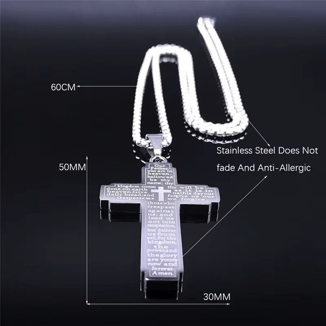 Collier de croix d'église, acier inoxydable, doré