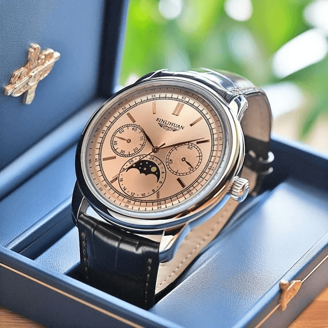 Montre analogique à Quartz pour hommes, haute qualité, ceinture de luxe noir