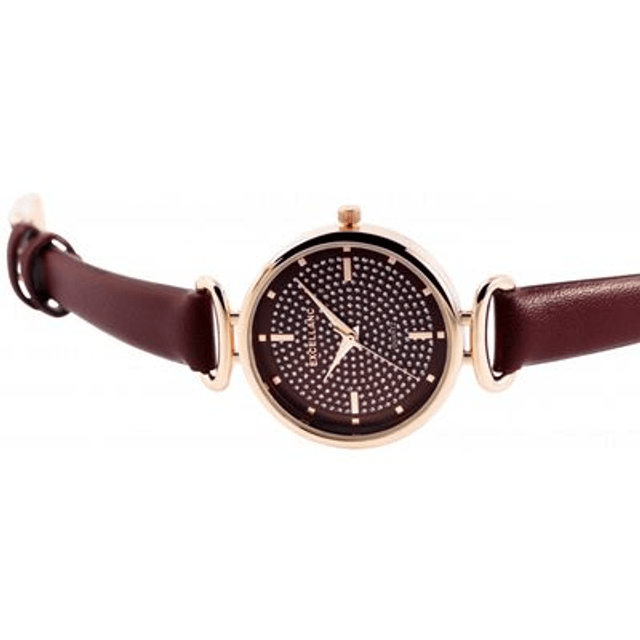 montre femme trass or rose bracelet cuir marron