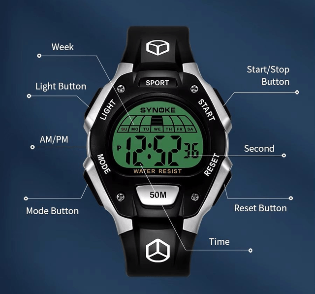 Montre numérique Multifonction Sport pour enfant, 