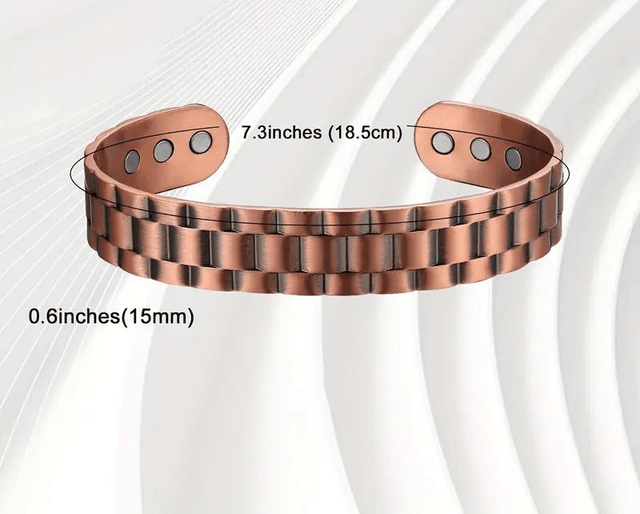 Bracelet de manchette magnétique en cuivre vintage, Ajustable pour Hommes