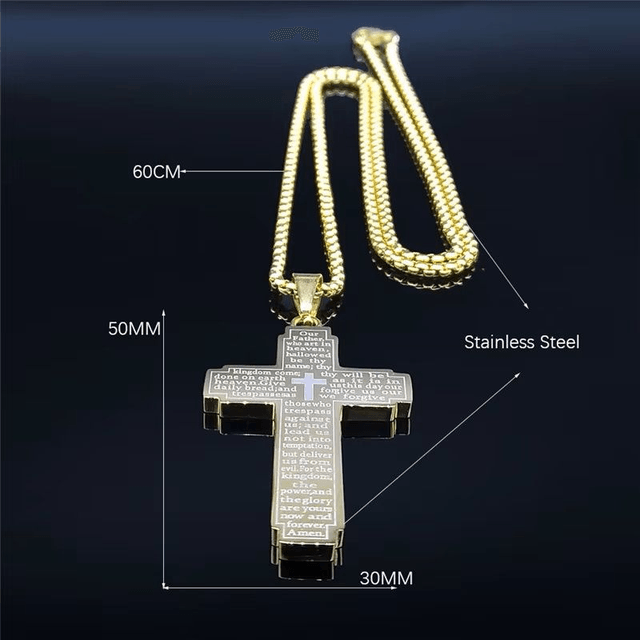Collier de croix d'église pour hommes, acier inoxydable, argenté