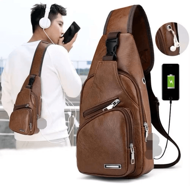 Sac à Bandoulière  Multifonctionnel, Chargement USB, Fermeture Éclair, Poitrine
