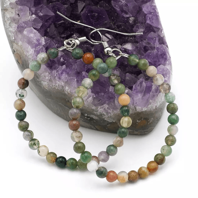 Paire de Boucles d'Oreilles Pierre Naturelle, Tiges en Acier Inoxydable, anti-allergique