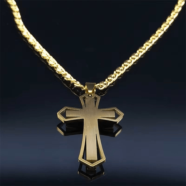 Pendentif croix catholique pour homme