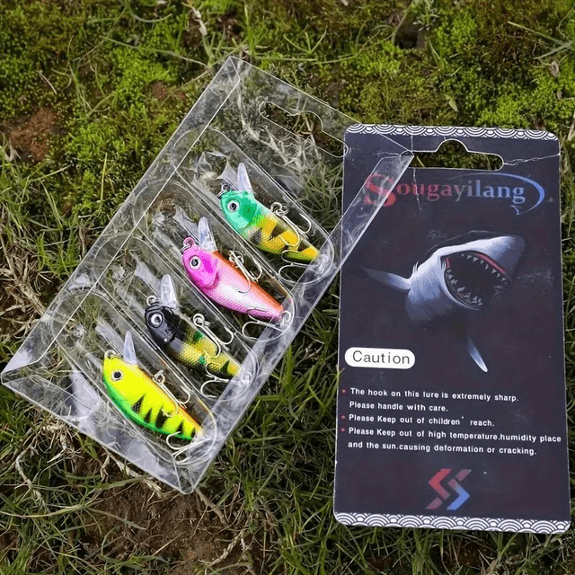 Ensemble de 4 Leurres de Pêche ABS Durable, Action de Nage Réaliste Pêche en Eau Douce & Salée