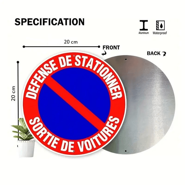 Panneau Rond en Aluminium défense de Stationner sortie de voiture
