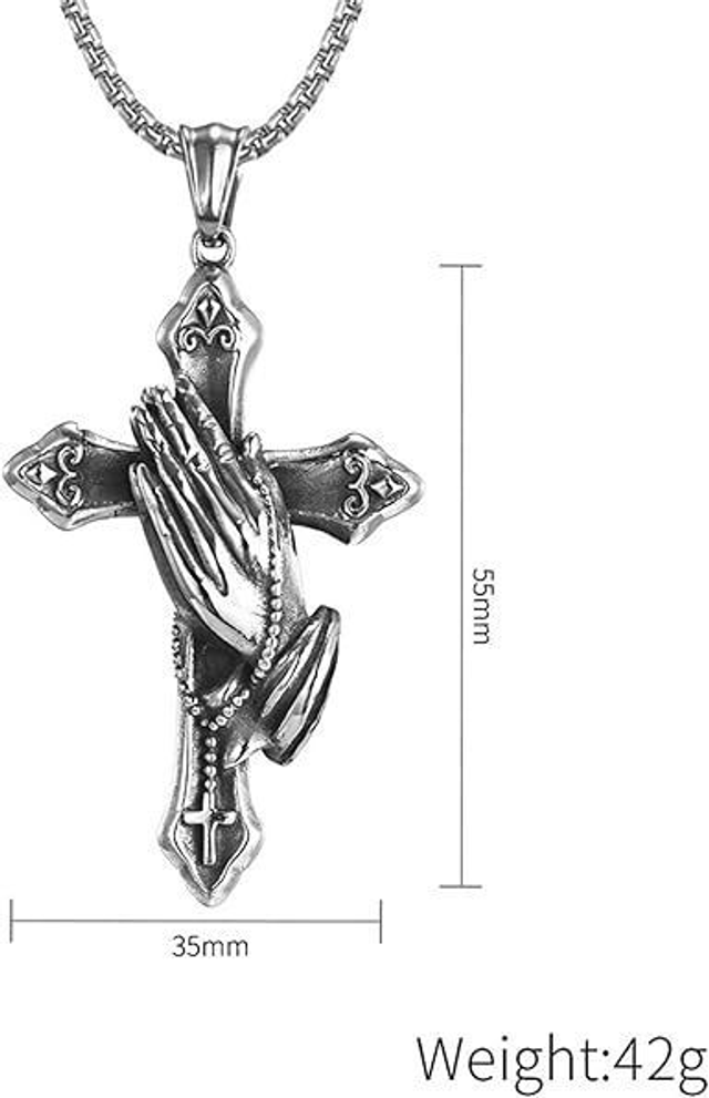 Colliers pendentifs mains de prière d'été et croix d'ange