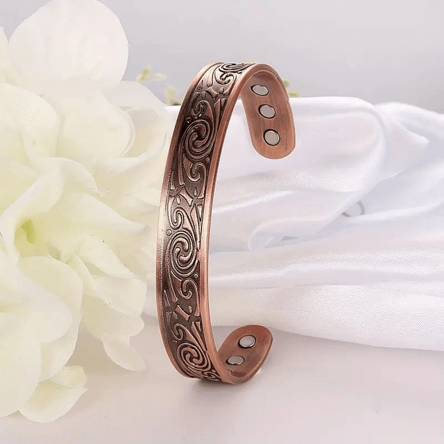 Bracelet de manchette magnétique en cuivre vintage, bracelet de taille ouverte réglable,