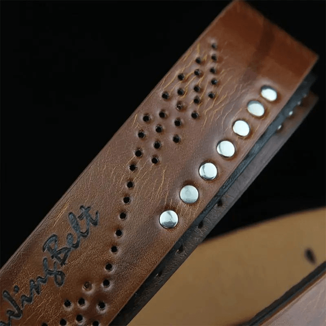 Ceinture pour Hommes Boucle Col carré  Vintage et Rivets 110 cm