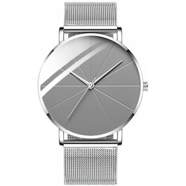 Montre ultra-mince à la mode pour hommes, montre d'affaires à ceinture en maille d'acier inoxydable