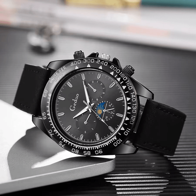 Nouveauté 2025 montre à Quartz pour hommes décontractée à la mode avec bracelet en cuir noir
