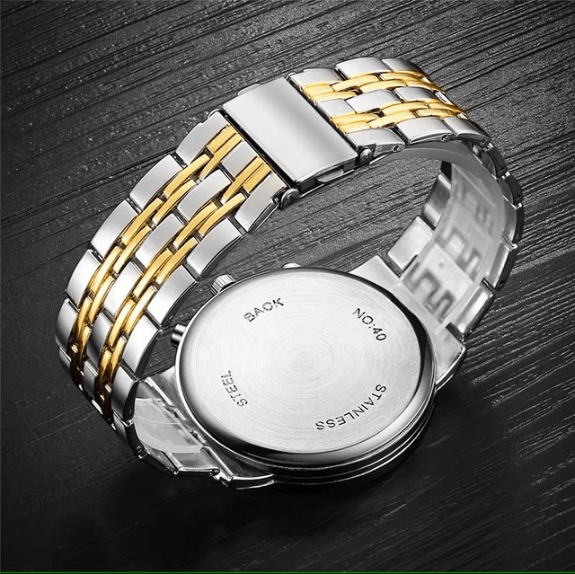 montre à Quartz hommes bracelet acier inoxydable