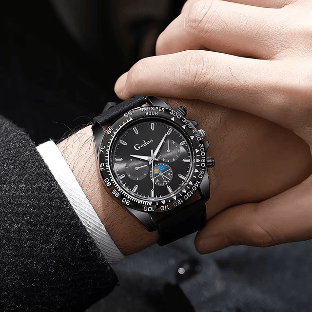 Nouveauté 2025 montre à Quartz pour hommes décontractée à la mode avec bracelet en cuir noir