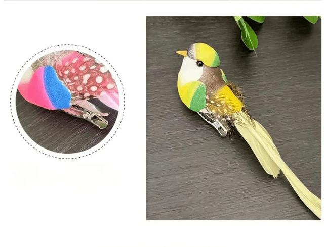 6 Oiseaux Artificiels à Longue Queue Style Déco avec clip