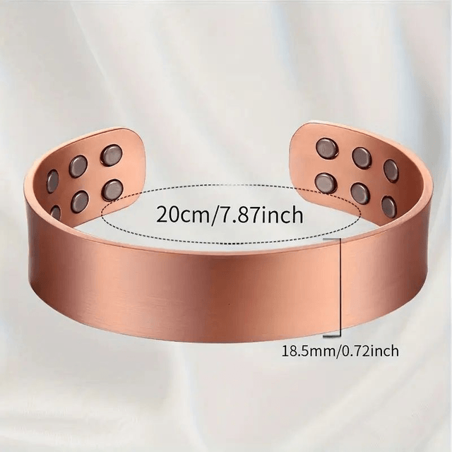 Bracelet magnétique 12 magnets en cuivre vintage, Ajustable pour Homme