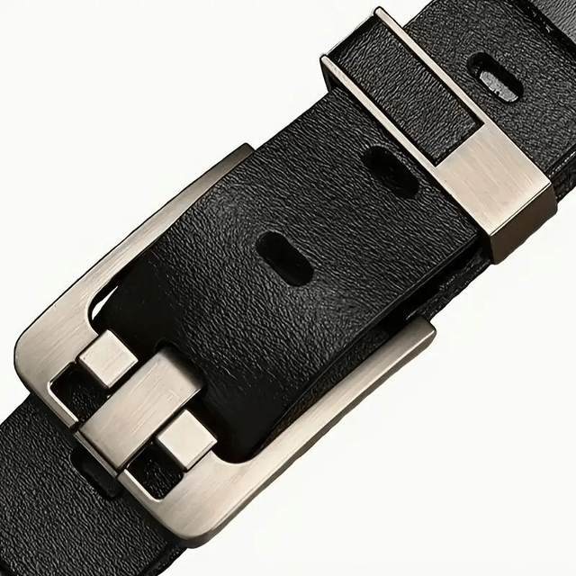 Ceinture en cuir noir pour homme 110cm