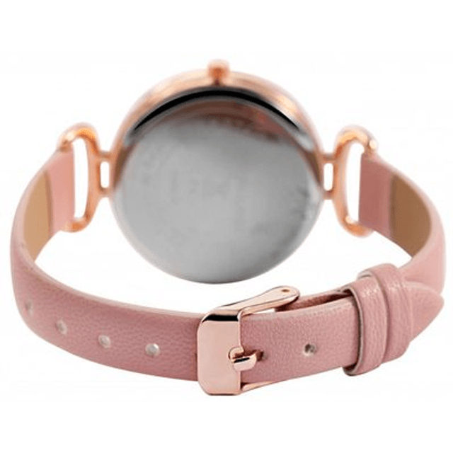 montre Excellanc femme fond rouge et trass bracelet cuir de couleur rose