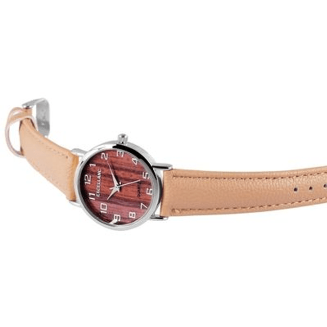montre femme marque Excellanc bracelet cuir marron