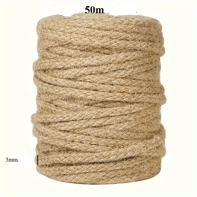 Corde de Jute Naturelle d'une Longueur de 50 mètres, 3 mm
