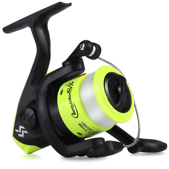 moulinet de pêche bobine en aluminium couleur jaune