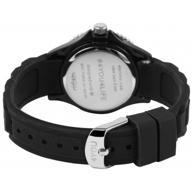 Montre marque 4you enfant à quartz pédagogique bracelet silicone noir