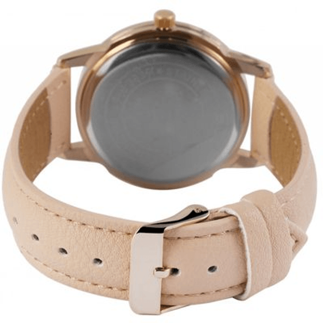 montre Excellanc femme bracelet cuir beige rose