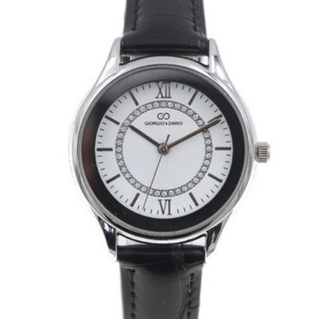 Montre marque Giorgio & Dario femme tendance bracelet cuir noir