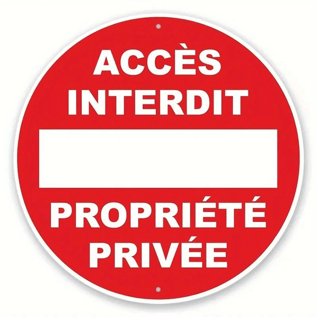 Panneau rond en aluminium : Panneau d&#039;interdiction d&#039;accès à la propriété privée,