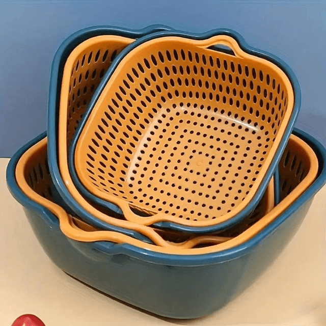  Cuvette de Lavage et passoire en Plastique à Double Couche 6 PC