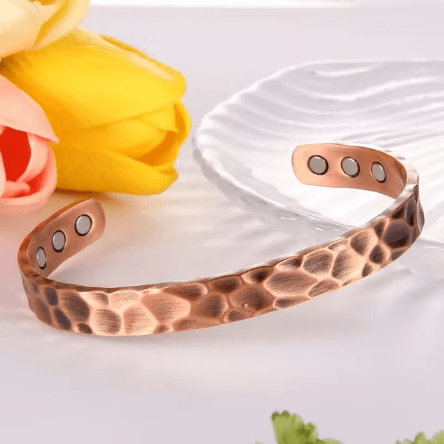 Bracelet en Cuivre pour Hommes, Design de Marteaux, avec 6 Aimants de 3500 Gauss,