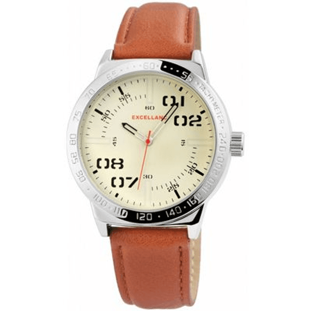 Montre marque Excellanc homme bracelet cuir marron