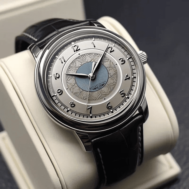 Montre bracelet cuir à quartz ronde pour hommes date 