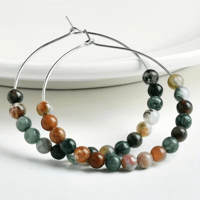 Paire de Boucles d&#039;Oreilles Pierre Naturelle, Tiges en Acier Inoxydable, anti-allergique