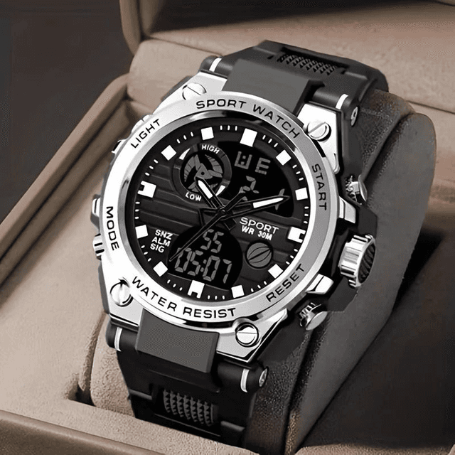 Montre de sport numérique analogique pour homme avec affichage de la date et de l&#039;alarme chrono
