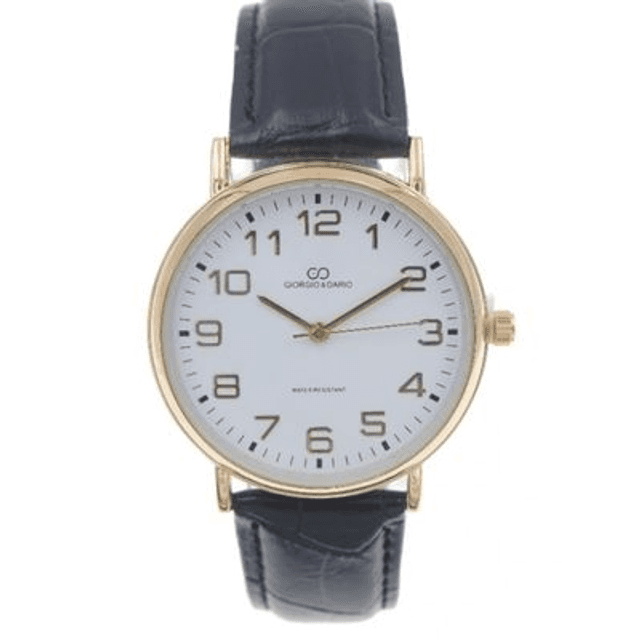 Montre Giorgio &amp; Dario tendance pour femme fond blanc  bracelet cuir noir
