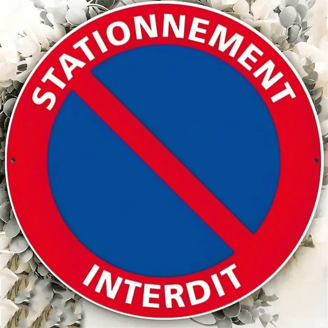 Panneau &quot;Interdit de Stationner&quot; Rond en Aluminium, Rouge &amp; Bleu