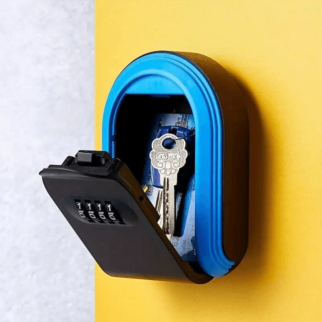 Boîte à clés sécurisée en abs à fixation murale bleu